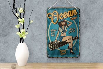 Plaque en tôle Pinup 12x18cm Esprit océan décoration océan marin 4