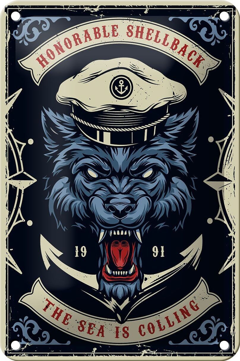 Targa in metallo marinaro 12x18 cm onorevole conchiglia decorazione marina