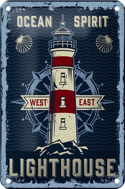 Blechschild Seefahrt 12x18cm Ocean spirit lighthouse Dekoration