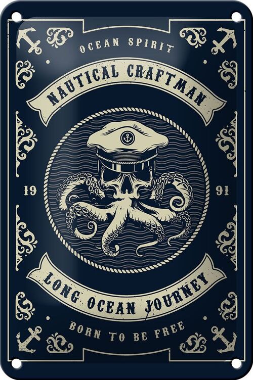Blechschild Seefahrt 12x18cm Natural Craftman Ocean Dekoration