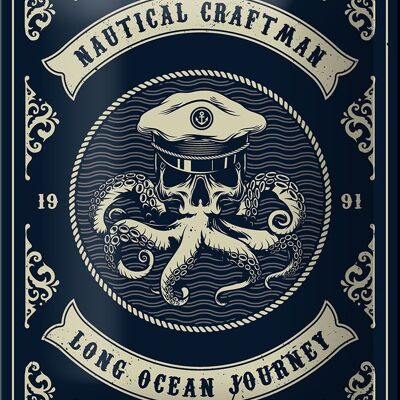 Cartel de chapa Marinero 12x18cm Decoración natural del océano Craftman