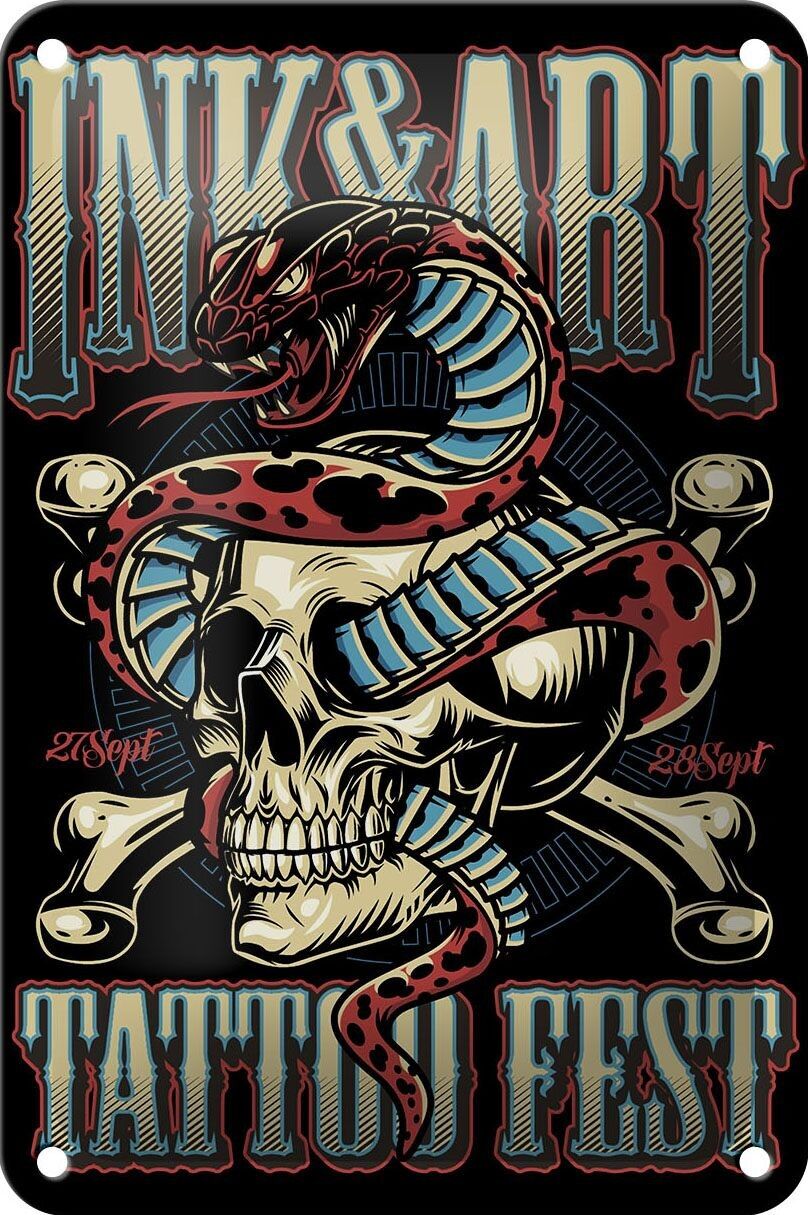 Targa in metallo Tattoo 12x18 cm Tatoo Fest 27 28 settembre Decorazione