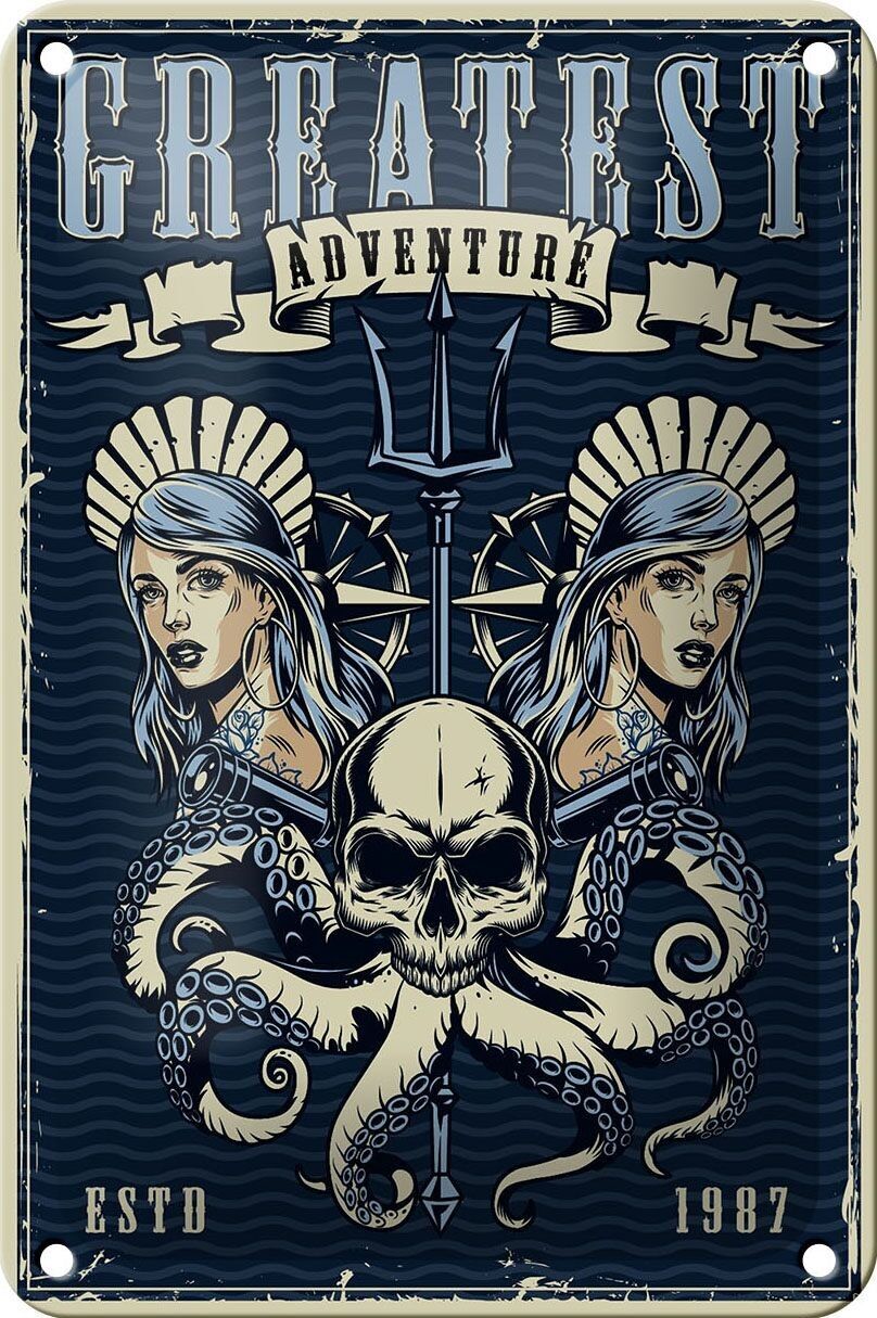 Targa in metallo Pinup 12x18 cm la più grande decorazione avventurosa