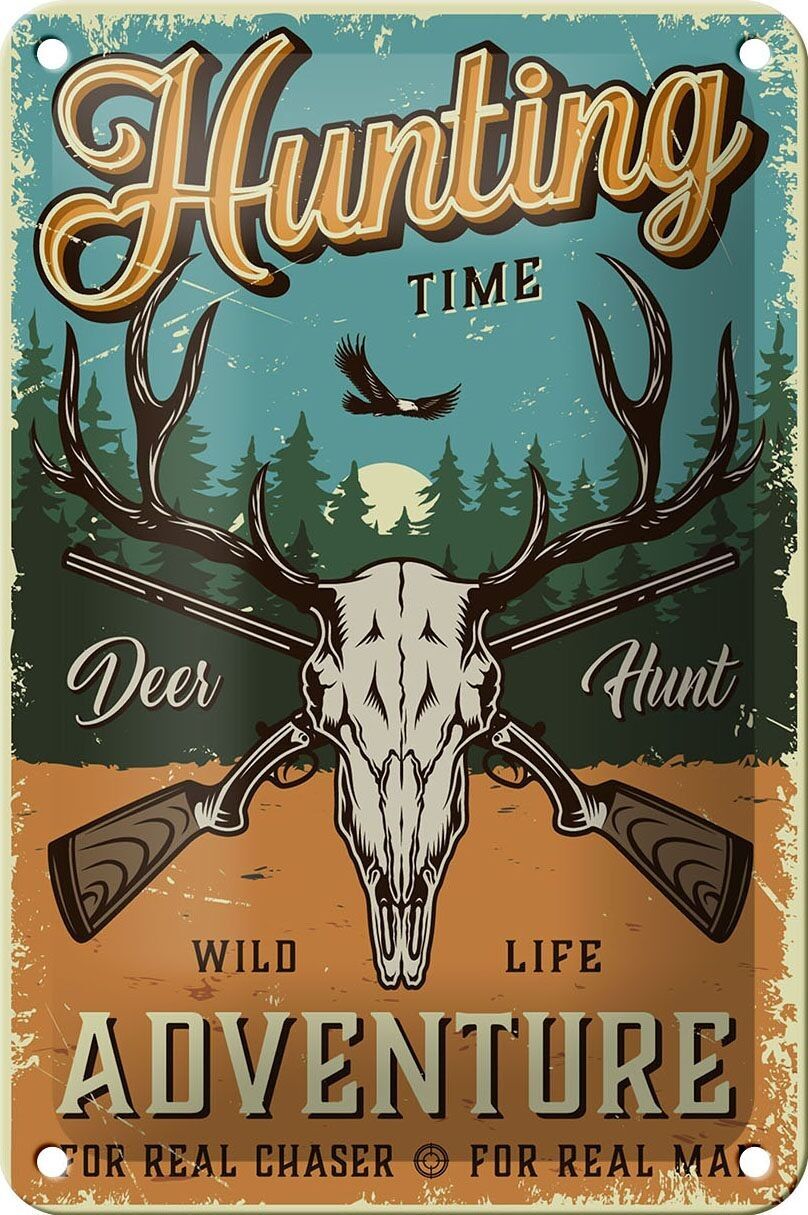 Cartel de chapa Retro, 12x18cm, tiempo de caza, aventura, decoración