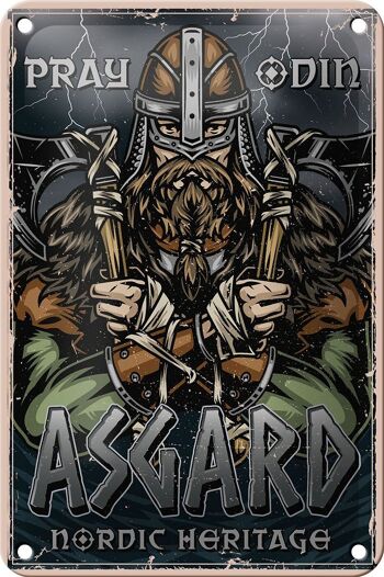 Plaque en étain Viking 12x18cm Asgard, décoration du patrimoine nordique 1