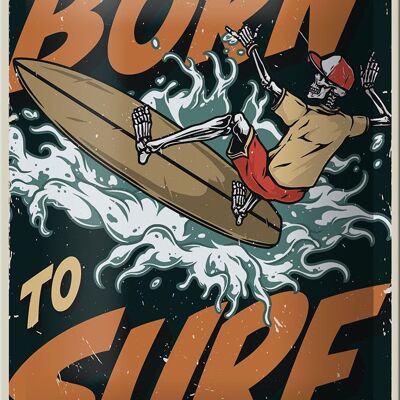 Cartel de chapa Surf 12x18cm Burn to surf long beach decoración de verano