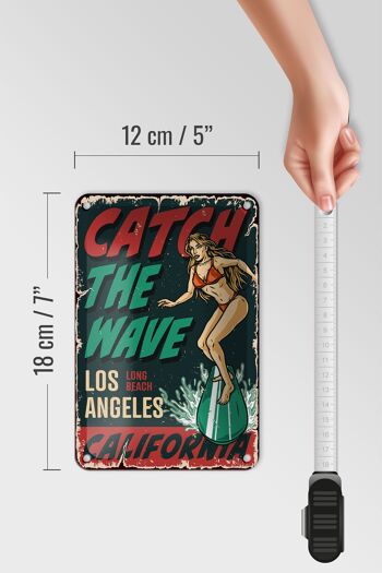 Panneau en étain Pinup 12x18cm, fille de surf, décoration d'été de Los Angeles 5