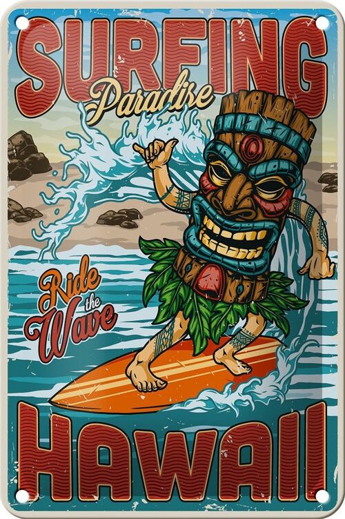 Blechschild Surfing 12x18cm Paradise Hawaii Sommer Sport Dekoration