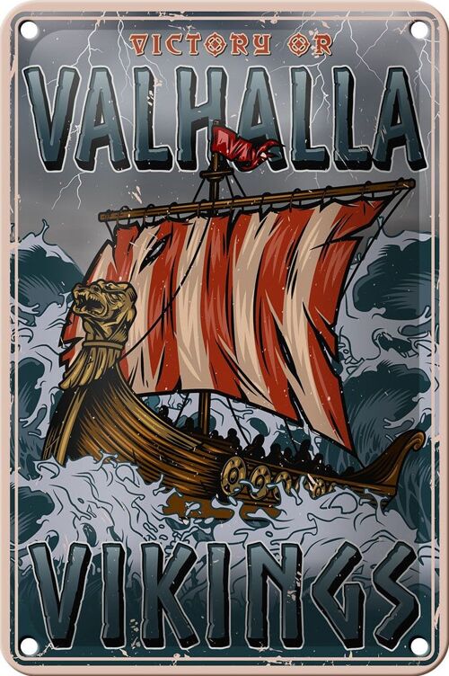 Blechschild Schiff 12x18cm Valhalla Vikings Dekoration