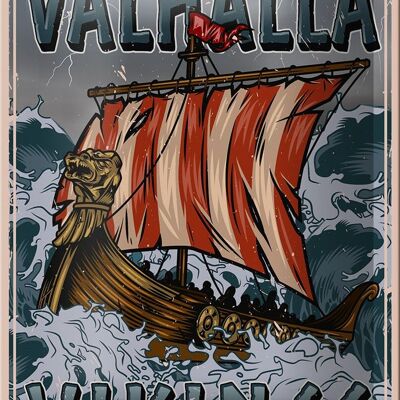 Targa in metallo nave 12x18 cm decorazione Valhalla Vichinghi