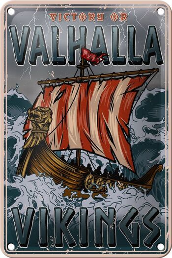 Panneau en étain navire 12x18cm, décoration Valhalla Vikings 1