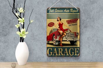Panneau en étain Pinup 12x18cm, Garage, Service complet, décoration de réparation automobile 4