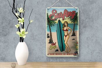 Panneau en étain rétro 12x18cm, Pin Up, décoration de fête d'été pour fille de surf 4