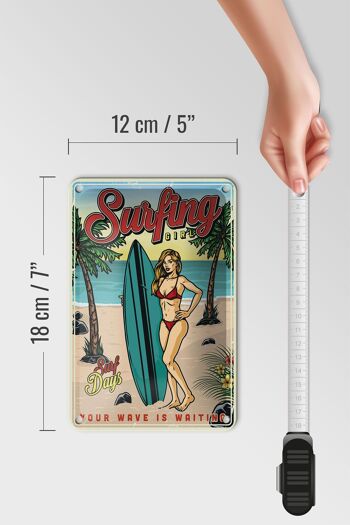 Panneau en étain rétro 12x18cm, Pin Up, décoration de fête d'été pour fille de surf 5