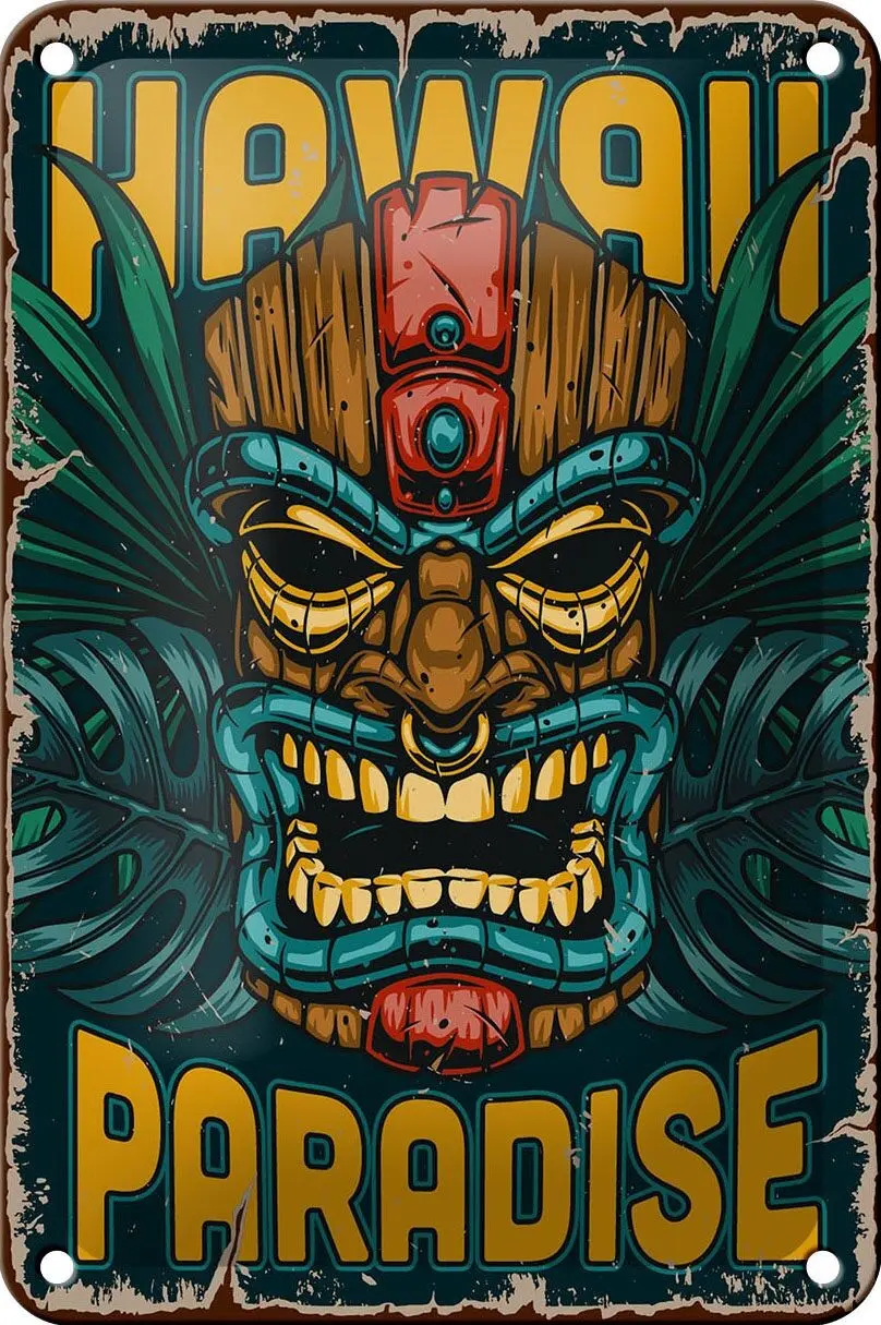 Buy wholesale Tin sign retro 12x18cm Hawaii Paradise decoration