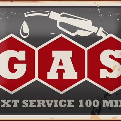 Tin sign retro 18x12cm gas car next service 100 petrol decoration