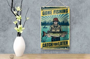 Signe en étain rétro 12x18cm, décoration de pêche disparue 4