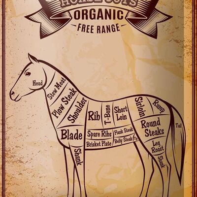 Blechschild Pferd 12x18cm Horse cuts Organic Metzgerei Dekoration