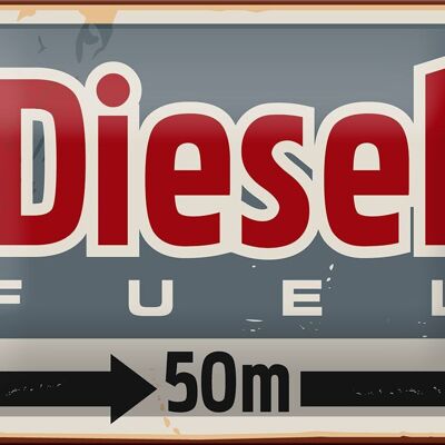 Metal sign Retro 18x12cm Diesel fuel 50 m decoration