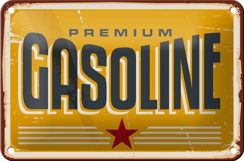 Blechschild Retro 18x12cm Premum Gasoline Tankstelle Benzin Dekoration