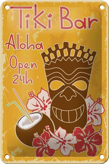 Plaque en étain 12x18cm, décoration Tiki Bar Aloha Hawaii 1