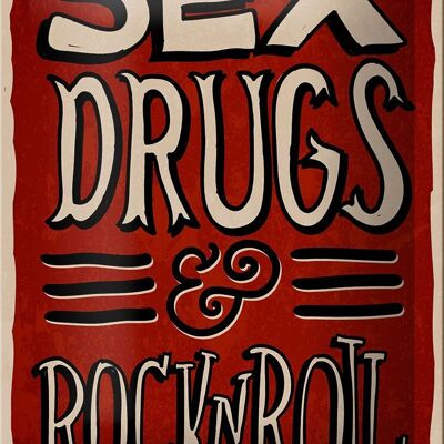 Cartel de chapa que dice 12x18cm Drogas sexuales Decoración Rock n Roll