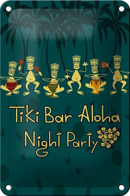 Blechschild 12x18cm Tiki Bar Aloha Night Party Dekoration