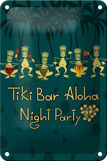 Signe en étain 12x18cm, décoration de fête nocturne Tiki Bar Aloha 1