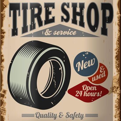 Blechschild Retro 12x18cm Tire Shop Reifen Service Deko Schild