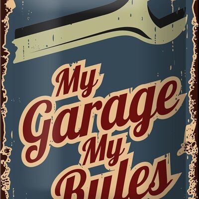 Metal sign notice 12x18cm My garage my rules decoration