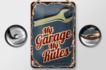 Plaque en tôle note 12x18cm Mon garage mes règles décoration 2