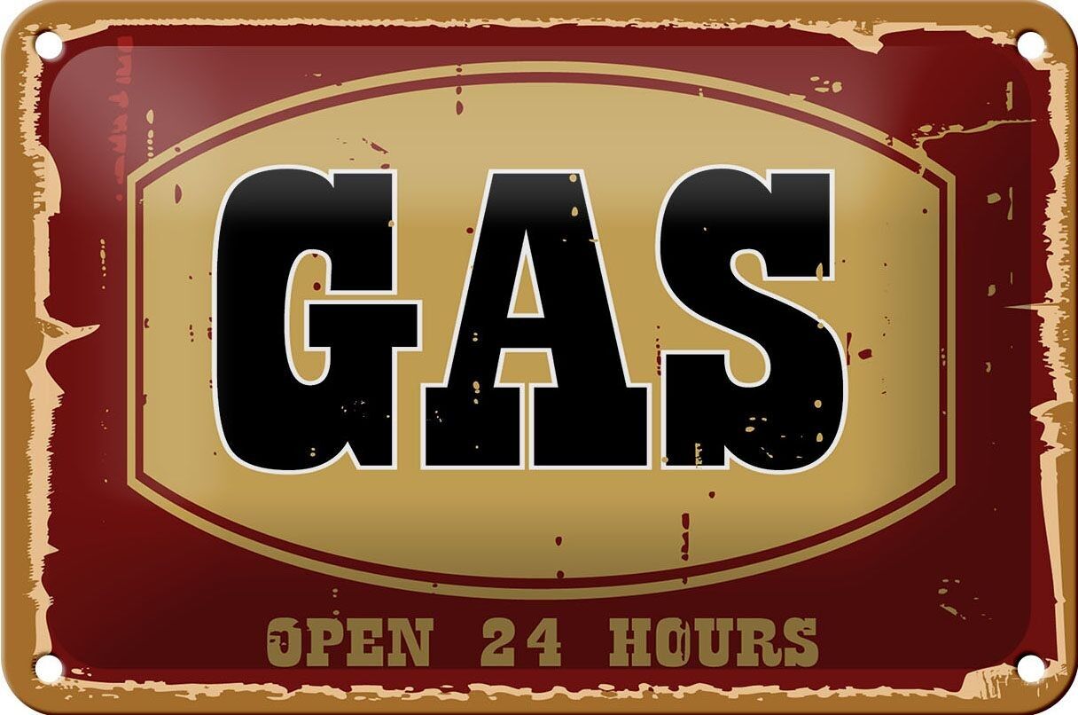 Targa in metallo avviso 18x12 cm GAS decorazione aperta 24 ore