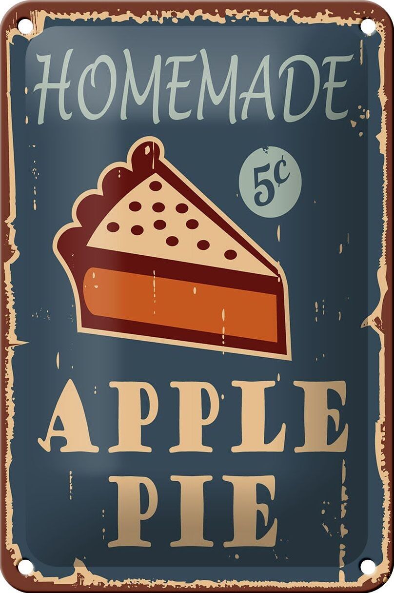 Targa in metallo Torta 12x18 cm Decorazione torta di mele fatta in casa