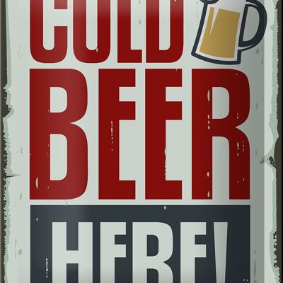 Blechschild 12x18cm Cold beer here Bier Dekoration