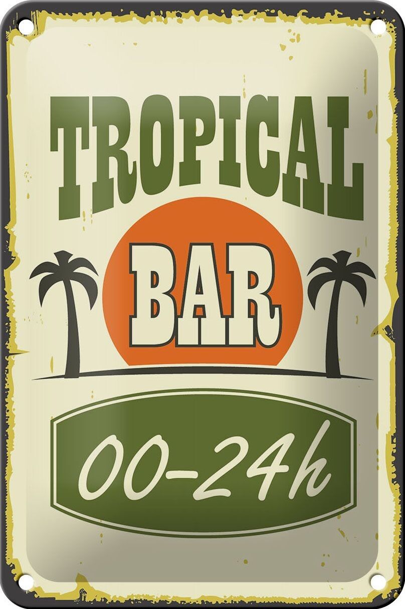 Targa in metallo 12x18 cm Tiki Bar 00 - decorazione 24 h
