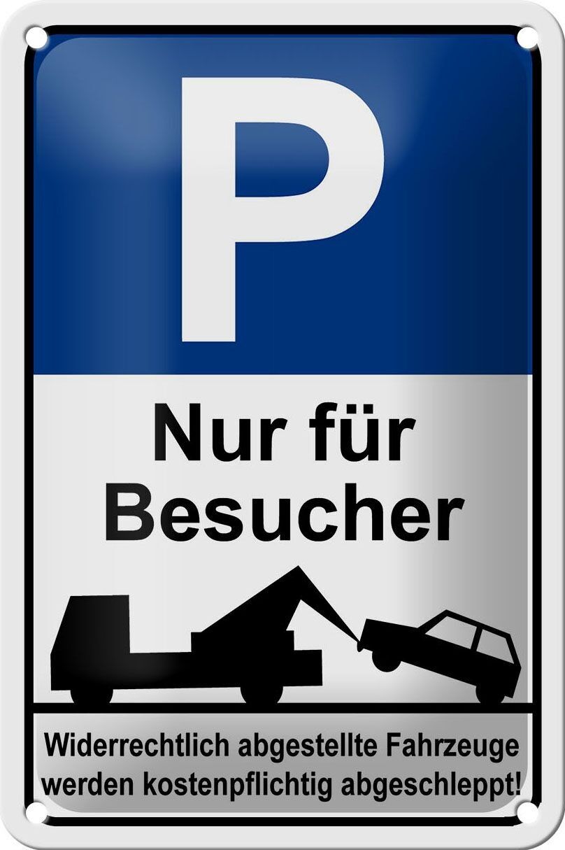 Targa in metallo con avviso di parcheggio, 12 x 18 cm, solo per la decorazione dei visitatori