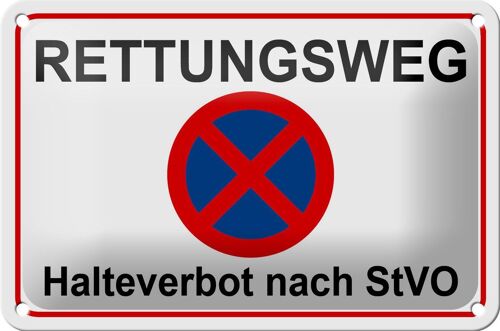 Blechschild Hinweis 18x12cm Rettungsweg Halteverbot nach StVO Schild