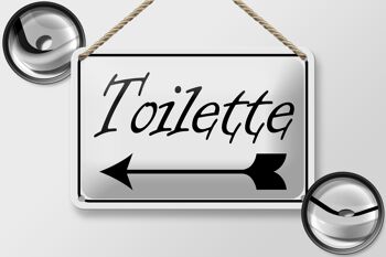 Signe en étain note 18x12cm flèche de toilette décoration gauche 2