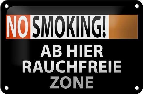 Blechschild Hinweis 18x12cm No Smoking Rauchfreie Zone Dekoration