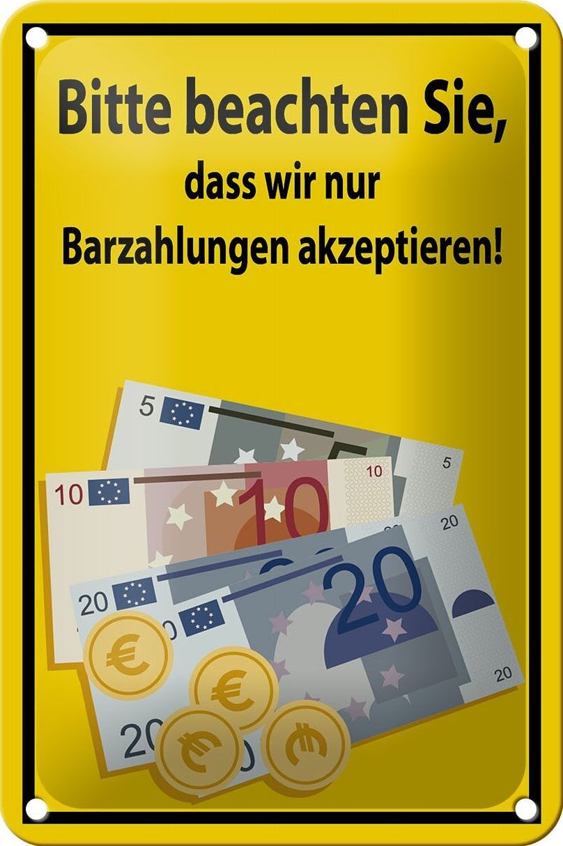 Targa in metallo con nota 12x18 cm, accetta solo contanti