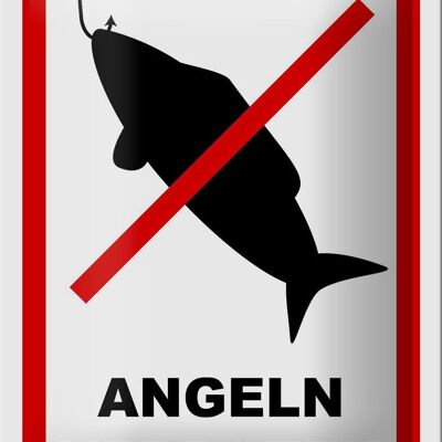 Cartel de chapa aviso 12x18cm pesca prohibida decoración