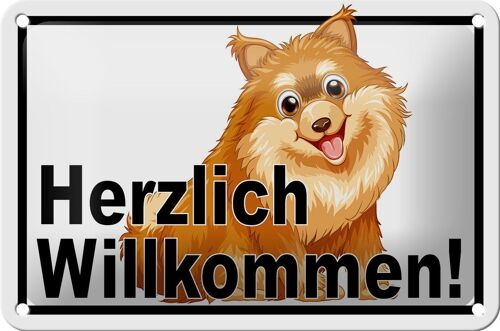 Blechschild Spruch 18x12cm Herzlich Willkommen Hunde Dekoration