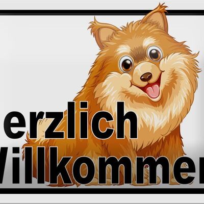 Blechschild Spruch 18x12cm Herzlich Willkommen Hunde Dekoration