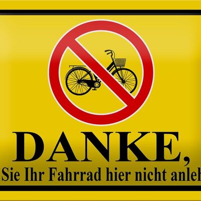 Metal sign note 18x12cm Thank you do not lean your bike decoration