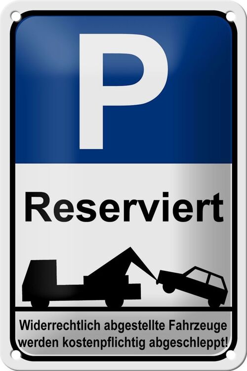 Blechschild Parken 12x18cm Parkplatzschild P reserviert Dekoration