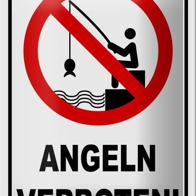 Aviso de letrero de estaño, decoración de señal de advertencia prohibida de pesca de 12x18cm