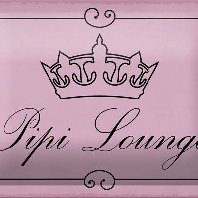 Cartel de chapa nota 18x12cm Pipi Lounge corona de baño decoración rosa