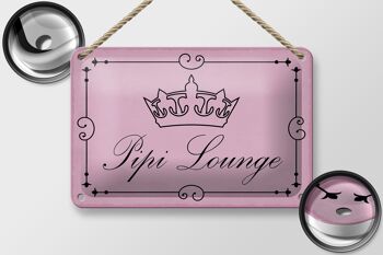 Plaque en tôle note 18x12cm Pipi Lounge couronne de toilette décoration rose 2