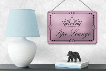 Plaque en tôle note 18x12cm Pipi Lounge couronne de toilette décoration rose 4