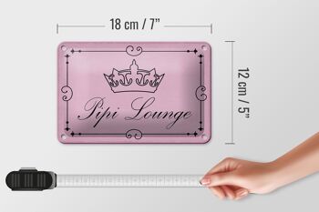 Plaque en tôle note 18x12cm Pipi Lounge couronne de toilette décoration rose 5